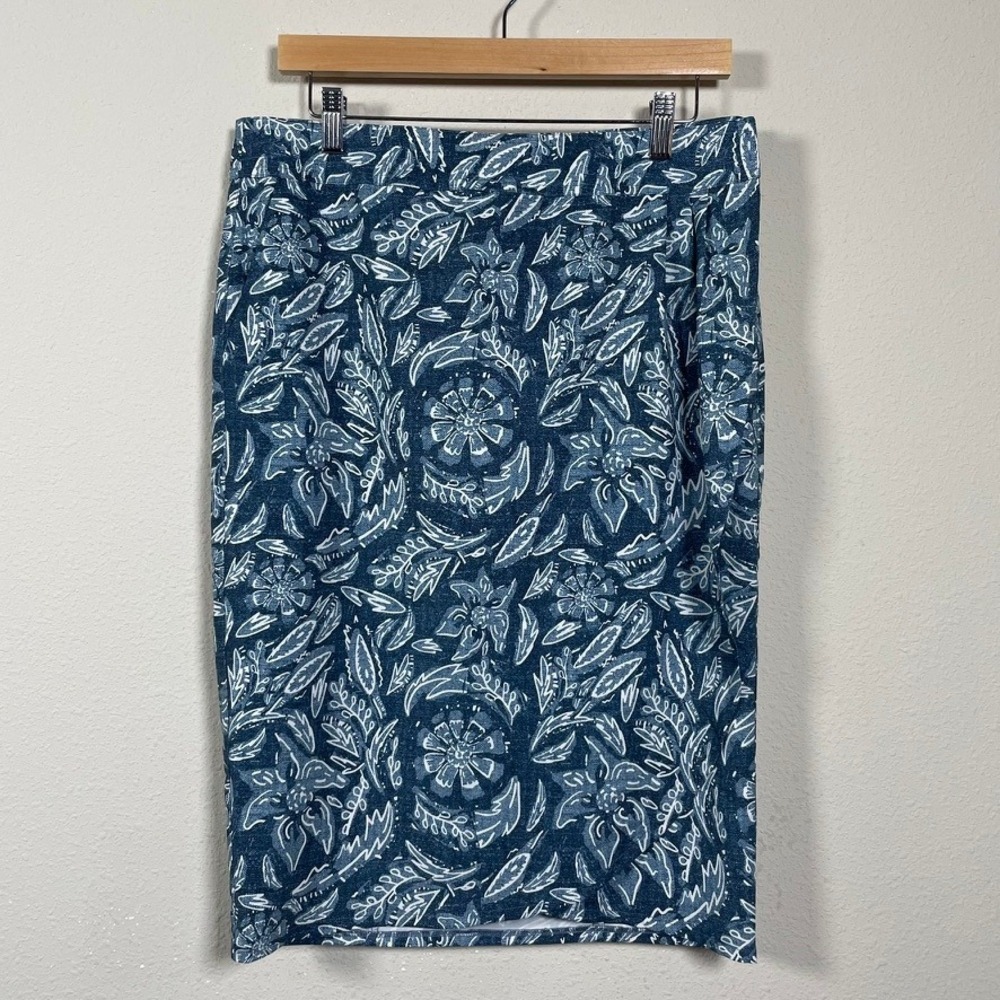 RipSkirt Hawaii Beach Skirt Womens M Blue White Floral Batik Coastal Pocket